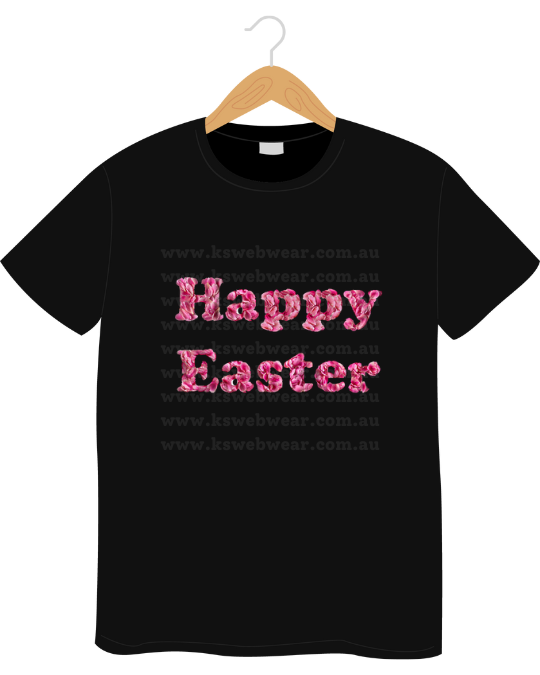 Floral Happy Easter Text Tee