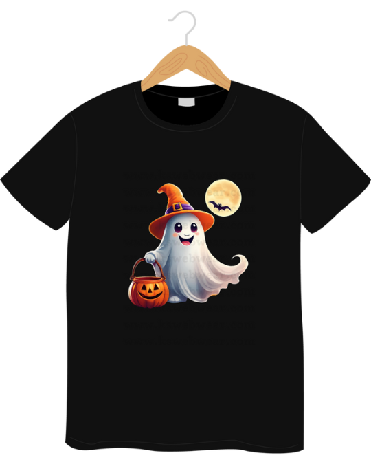 Happy Halloween Ghost with Pumpkin Basket