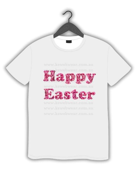 Floral Happy Easter Text Tee