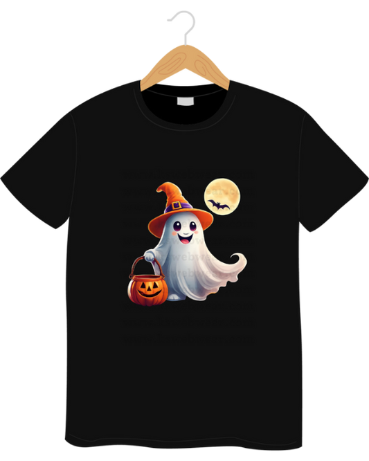 Happy Halloween Ghost with Pumpkin Basket