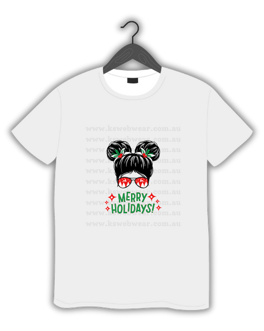 Merry Holidays Chic Hair Bun Tee